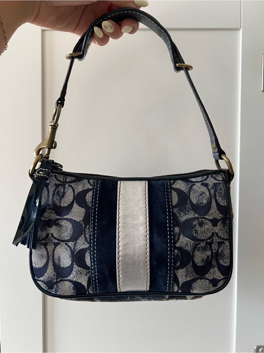 Coach signature blue suede denim bag